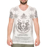 Thai Tempel Tattoo T-Shirt Tiger weiss M