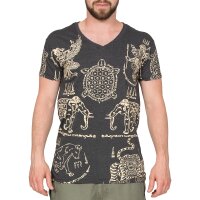 Thai Tempel Tattoo T-Shirt Turtle schwarz L