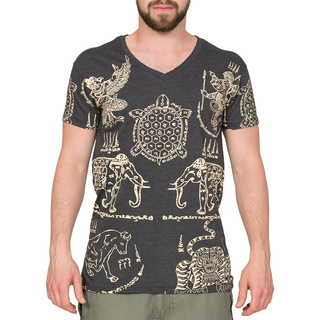 Thai Tempel Tattoo T-Shirt Turtle schwarz XL