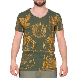 Thai Tempel Tattoo T-Shirt Turtle grün XL