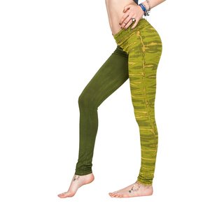 Batik Leggings aus elastischer Viskose grün