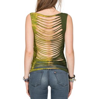 Batik Top Cut Out mit Rückenausschnitt grün
