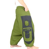 Goa Aladinhose "Blume des Lebens" grün/schwarz L/XL